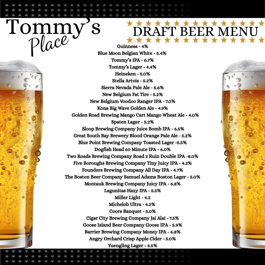 DRAFT BEER MENU