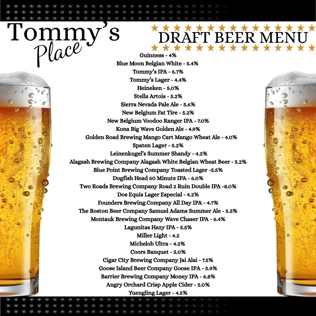 DRAFT BEER MENU